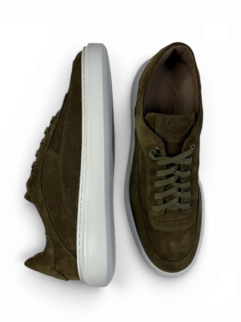 Good Man Brand Brown Olive Suede Sneakers Men’s 9 NEW IN BOX